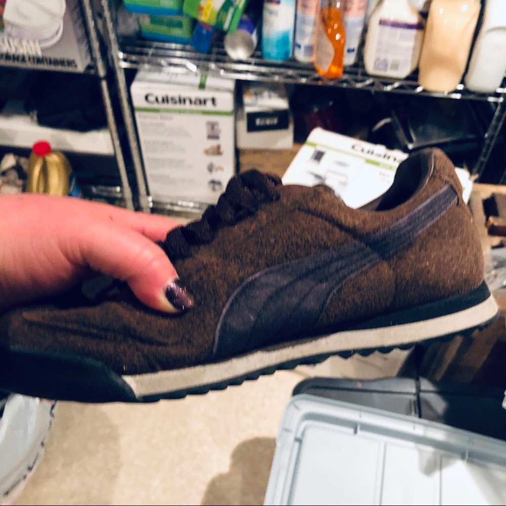 Brown puma sneakers